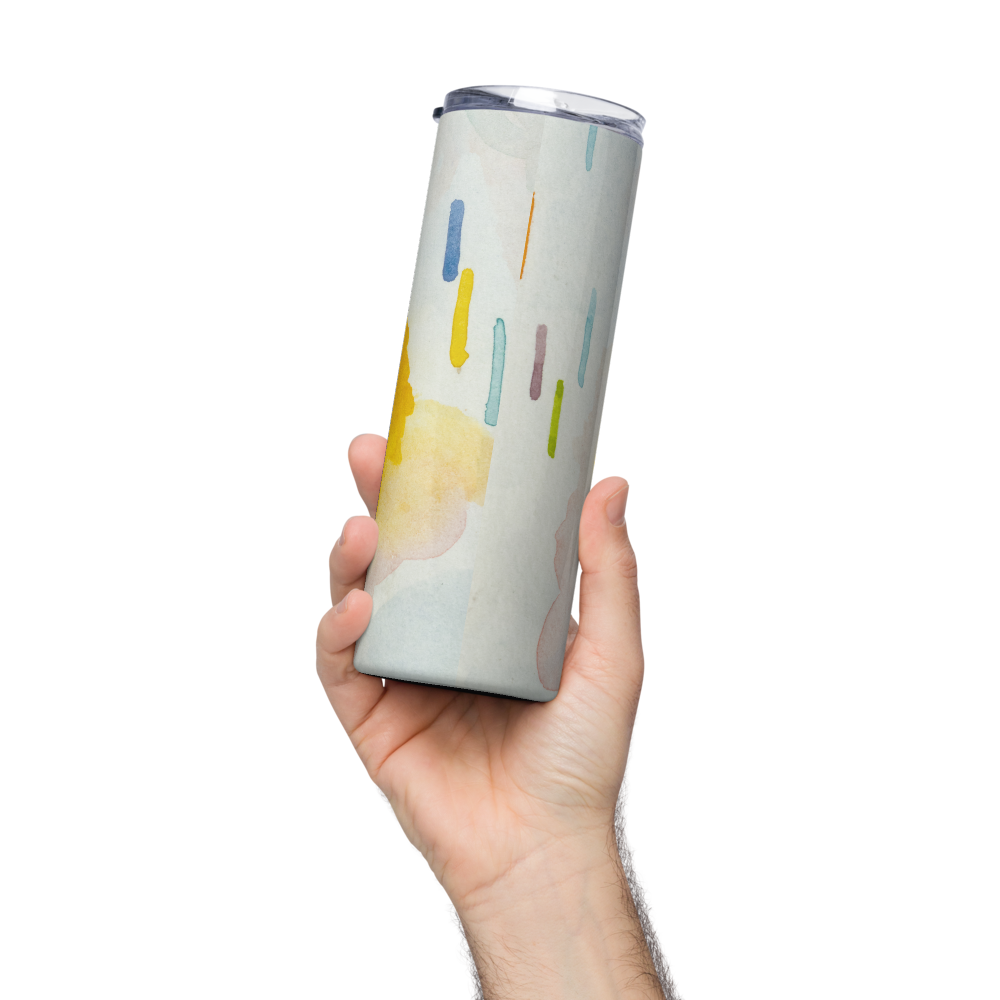 Stainless steel tumbler 20 oz with straw- World on Fire Watercolor