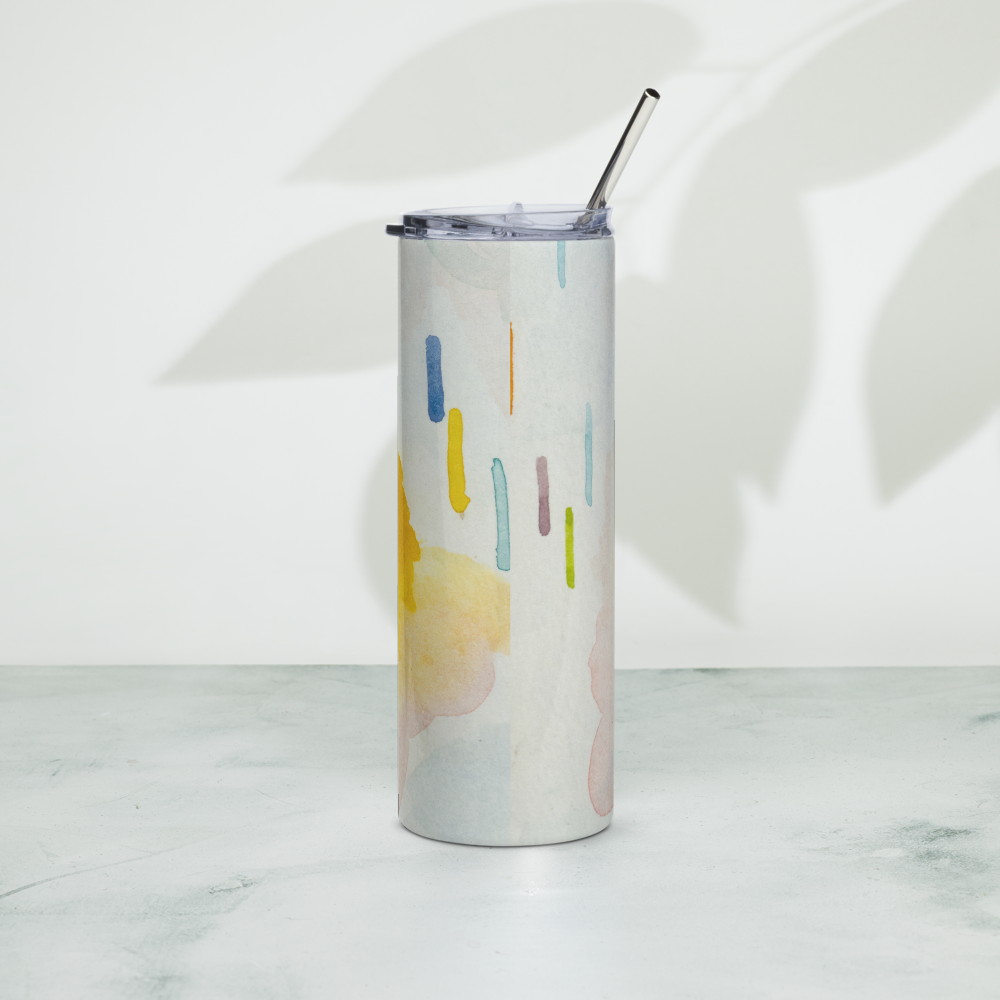 Stainless steel tumbler 20 oz with straw- World on Fire Watercolor