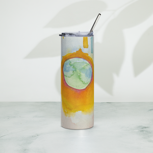 Stainless steel tumbler 20 oz with straw- World on Fire Watercolor