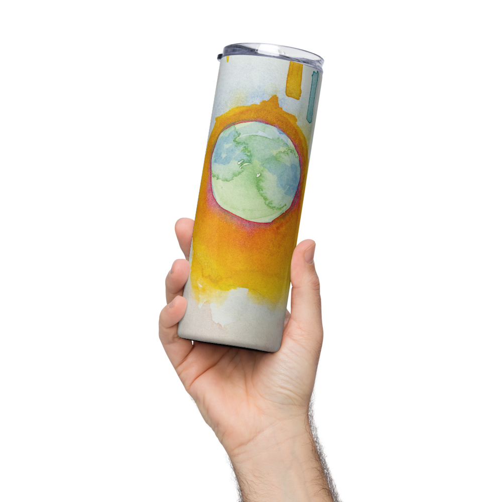 Stainless steel tumbler 20 oz with straw- World on Fire Watercolor