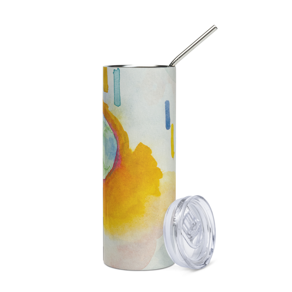 Stainless steel tumbler 20 oz with straw- World on Fire Watercolor