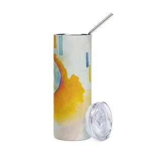 Stainless steel tumbler 20 oz with straw- World on Fire Watercolor