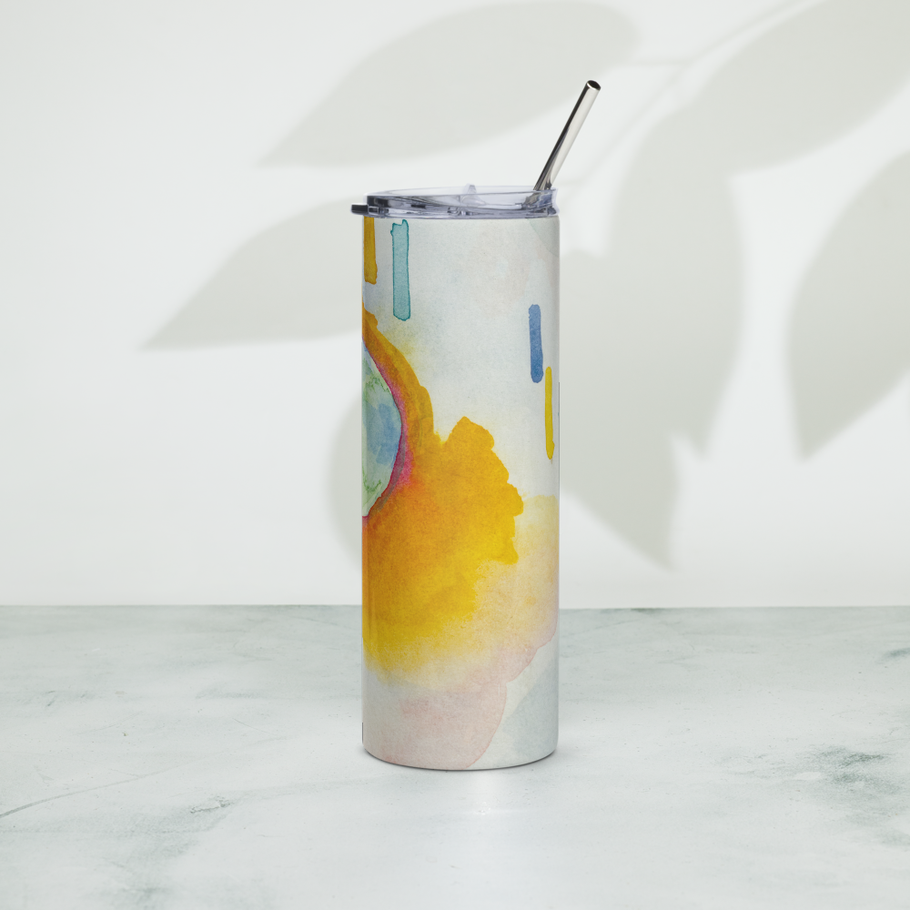 Stainless steel tumbler 20 oz with straw- World on Fire Watercolor